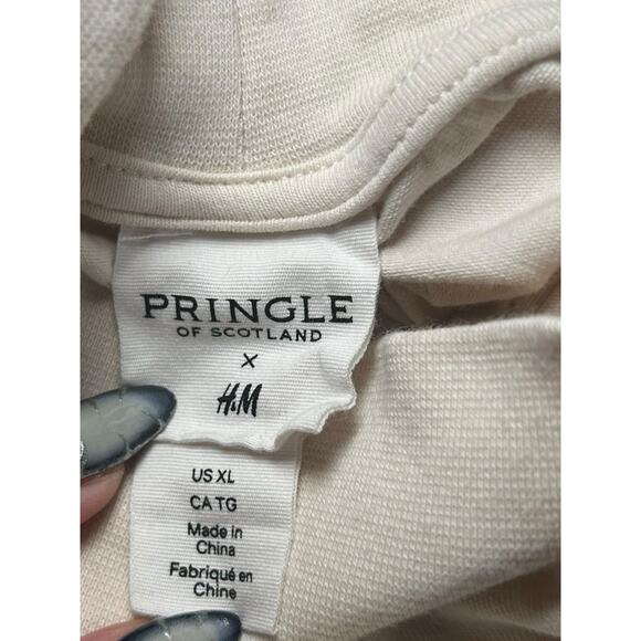 H&M x Pringle of Scotland Cream Knit Top Size XL Cotton Blend - Picture 7 of 8